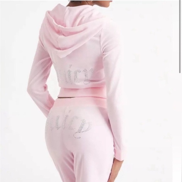 NWT Juicy couture soft pink velour tracksuit silver bling logo size large Y2K